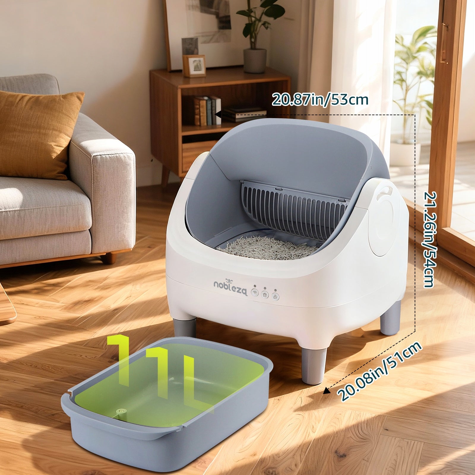 Smart Self-Cleaning Cat Cuvette Quiet White SL03 Nobleza Packaging status original