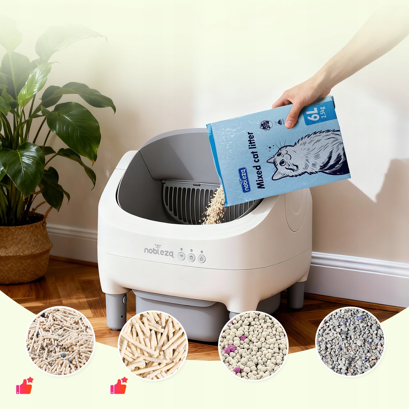 Smart Self-Cleaning Cat Cuvette Quiet White SL03 Nobleza Trade name SL03 inteligentna kuweta automatyczna