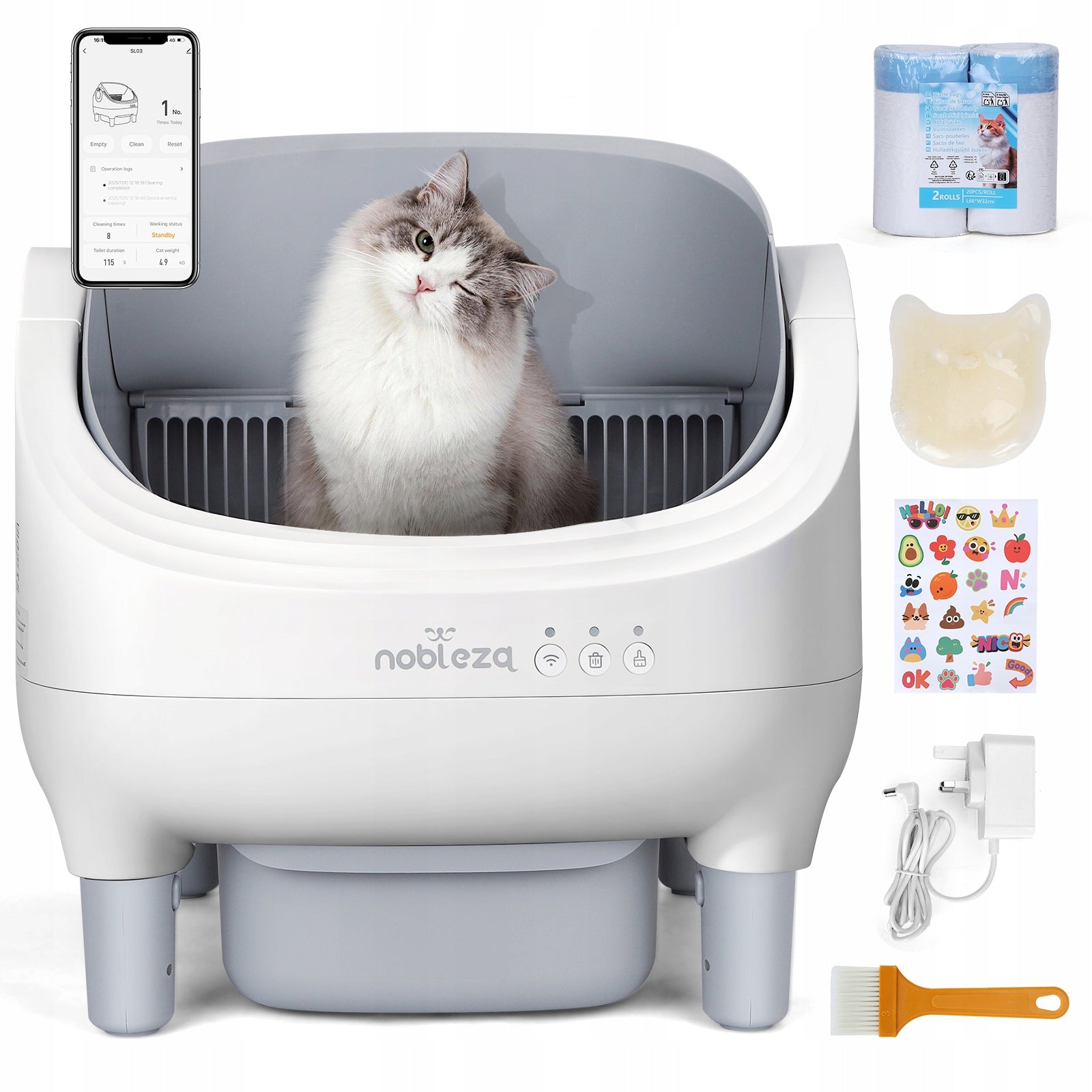 Smart Self-Cleaning Cat Cuvette Quiet White SL03 Nobleza