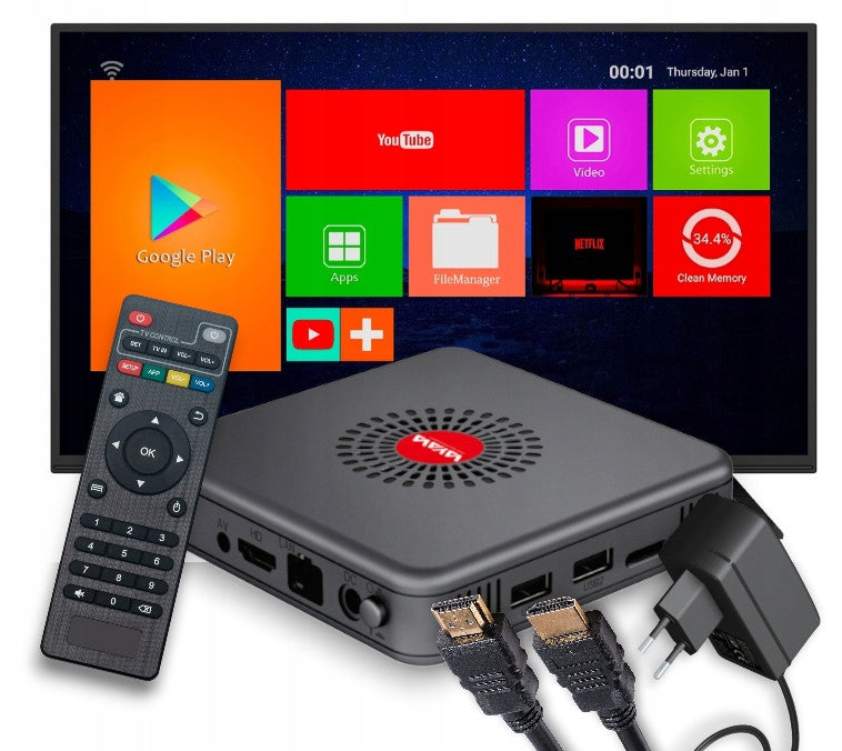 Smart TV Box Android 11 s905x3 16GB HDMI Full HD 4K Remote Control, HDMI Cable