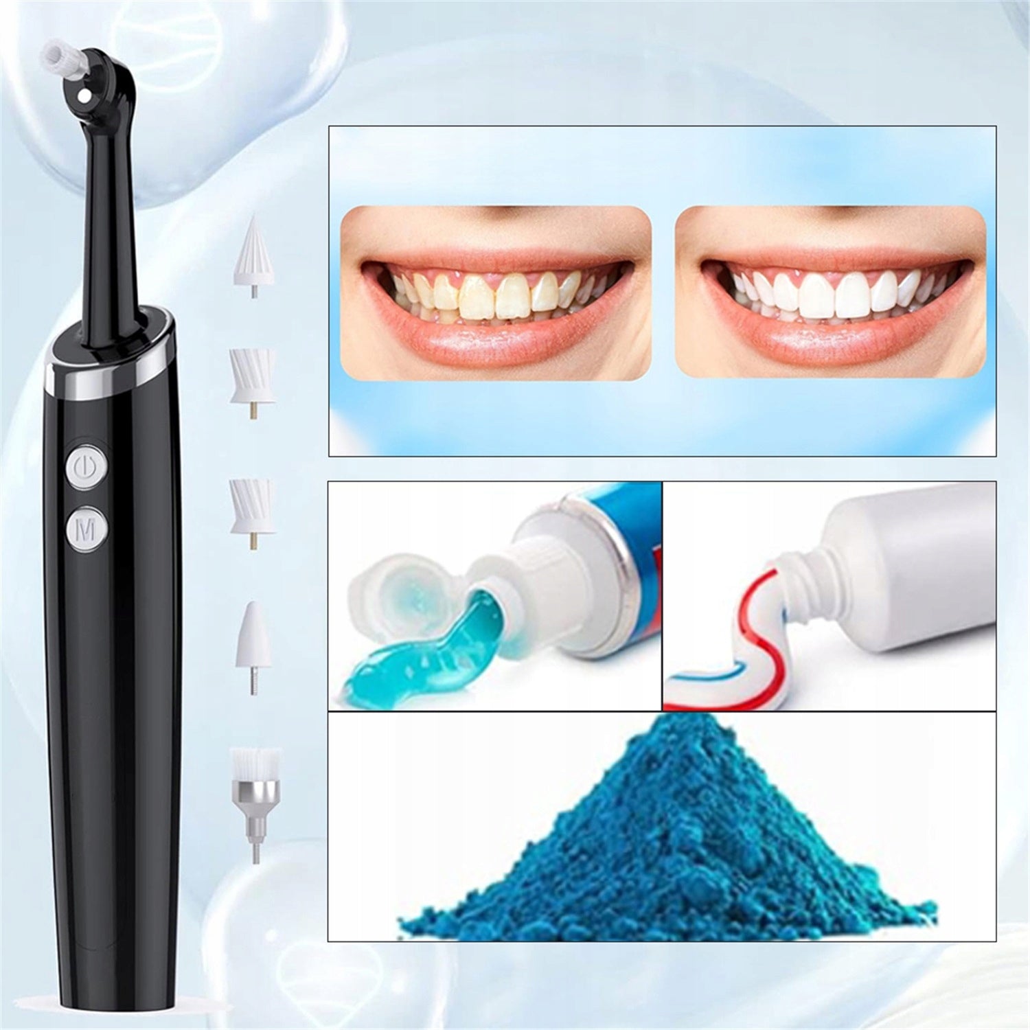 Smart Tooth Cleaner Whitens Discoloration 6 IPX6 Heads Manufacturer code 90016HG3967BK