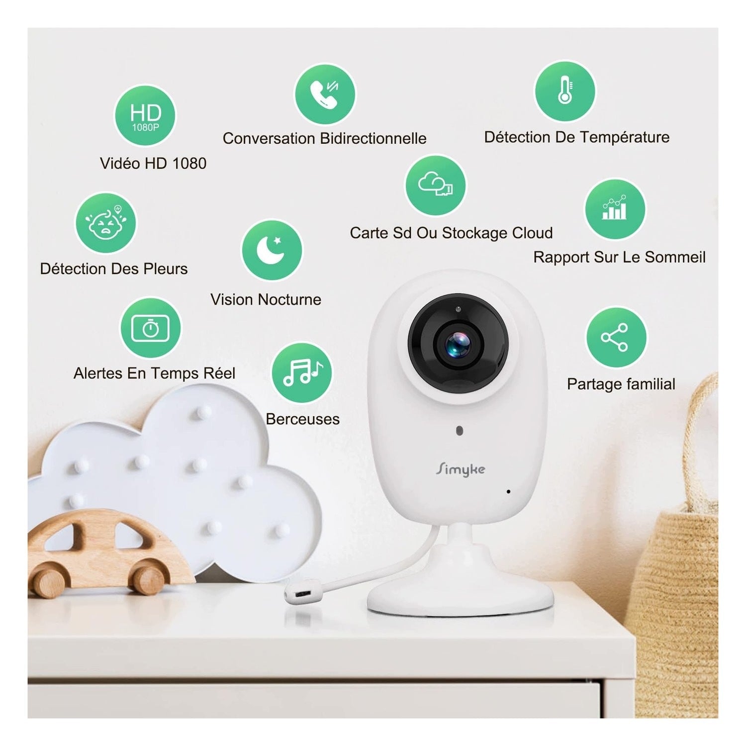 Smart Video Babyfoon 1080P - with huildetectie and night vision Brand no brand