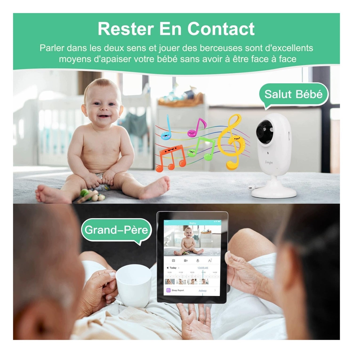 Smart Video Babyfoon 1080P - with huildetectie and night vision Kind breathing monitor