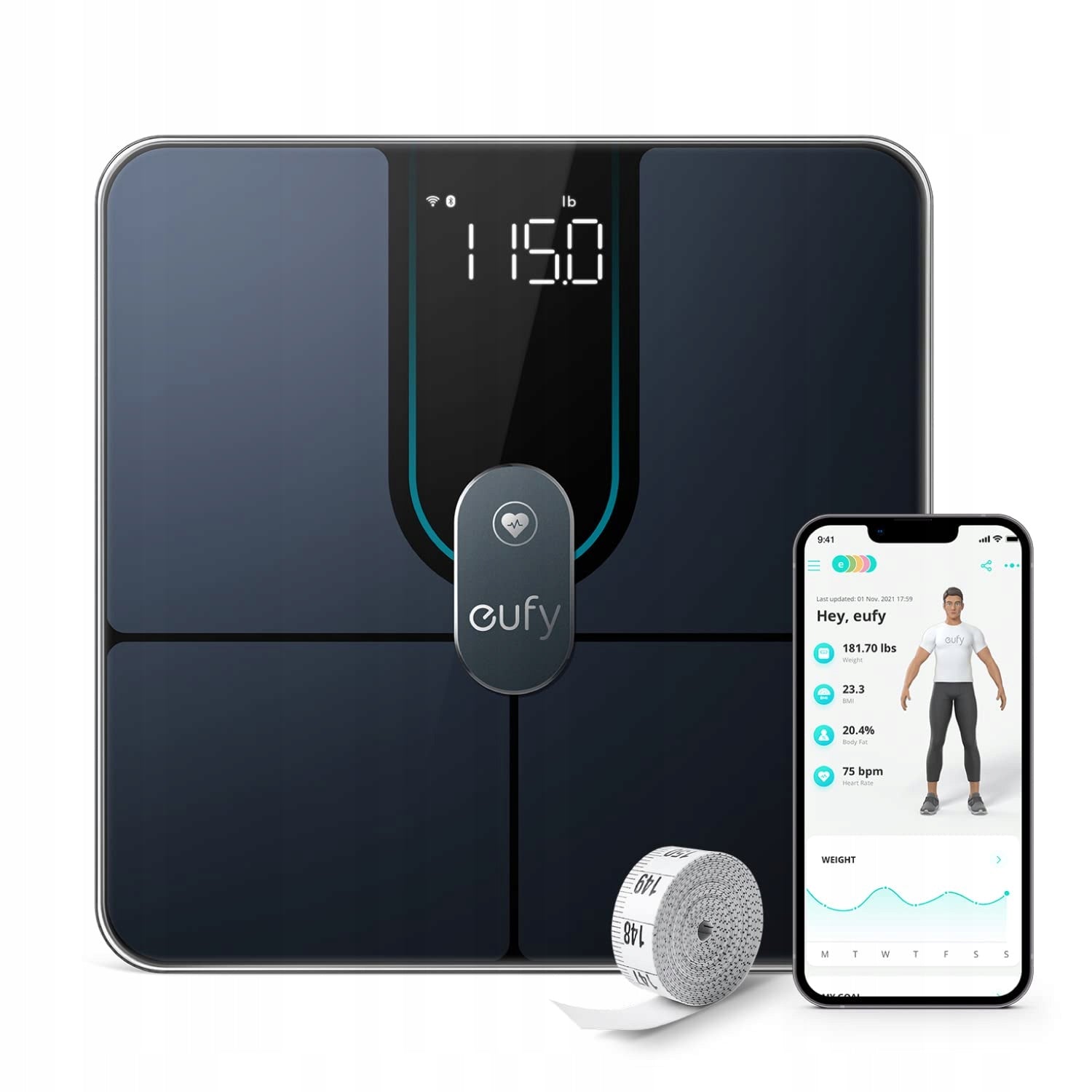 Smart scale Anker Eufy P2 Pro T9149111 Wi-Fi Bluetooth black