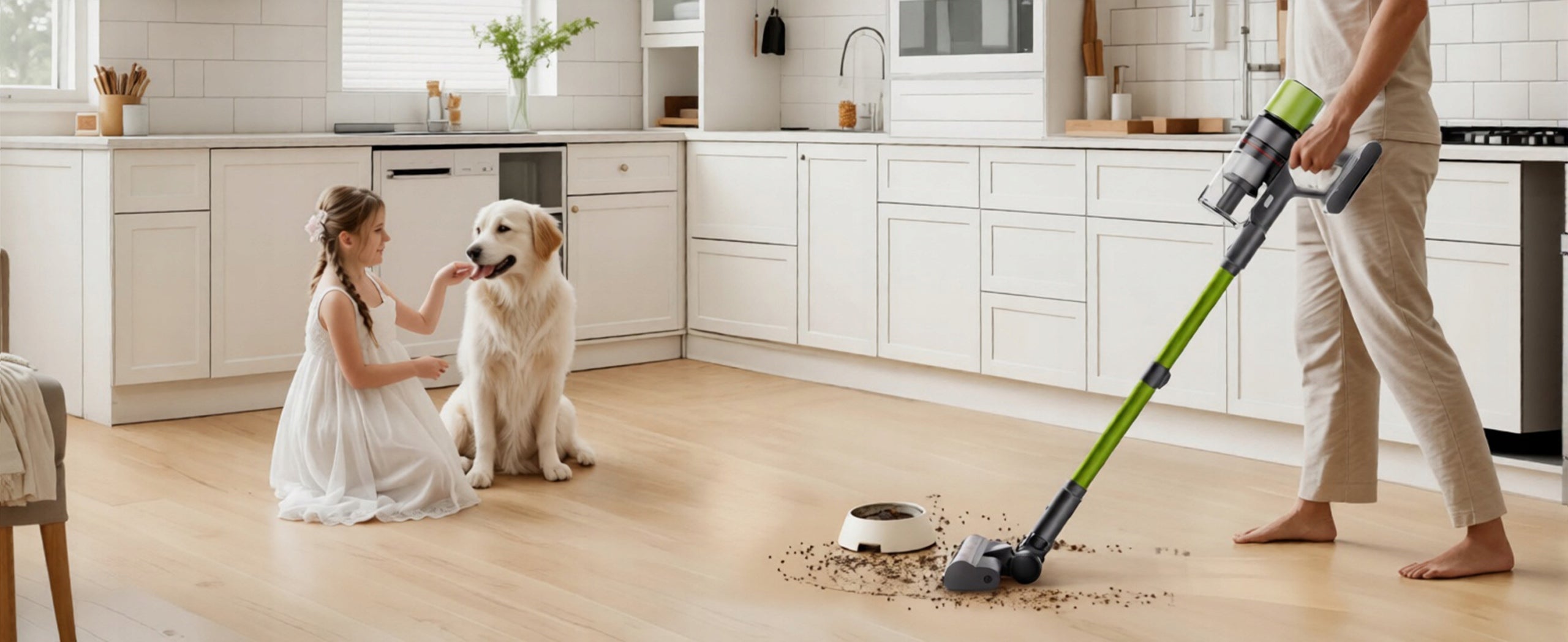 SmartAI V6 cordless vacuum cleaner65KPA 650W29.6V 24000mAh 70min working time Dominant color green