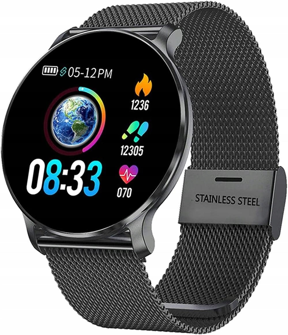 SmartWatch NY03S Black Round Dial 2x Replacement Strap