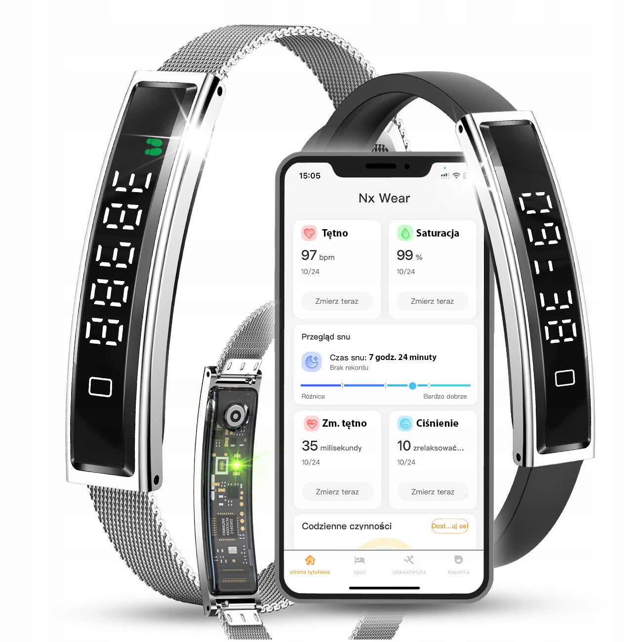 Smartband Bluetooth 5.3 Heart Rate Monitor Waterproof Steps Sleep