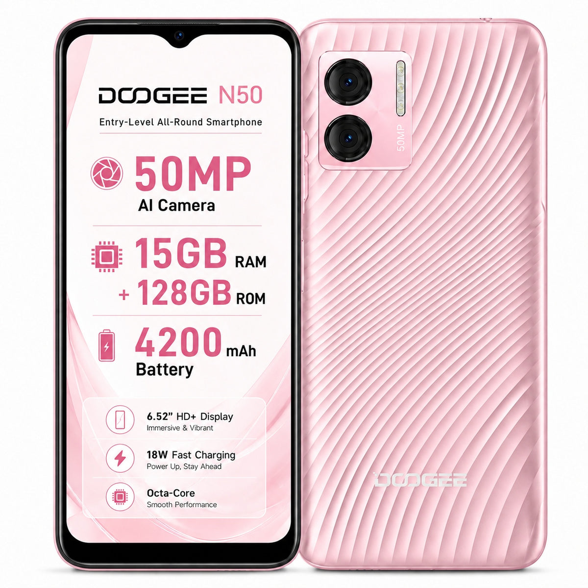 Smartfon 4G (LTE) DOOGEE N50 6.52" 15GB RAM+128GB ROM 50MP+2MP 4200mAh