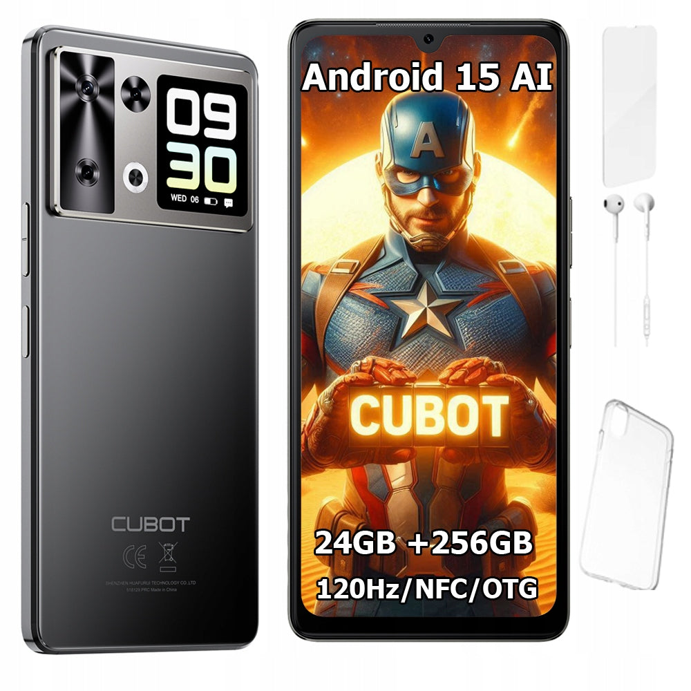 Smartphone CUBOT P90 ANDROID 15 24/256GB NFC DUAL SIM 4G 6,88" CASE +FOIL