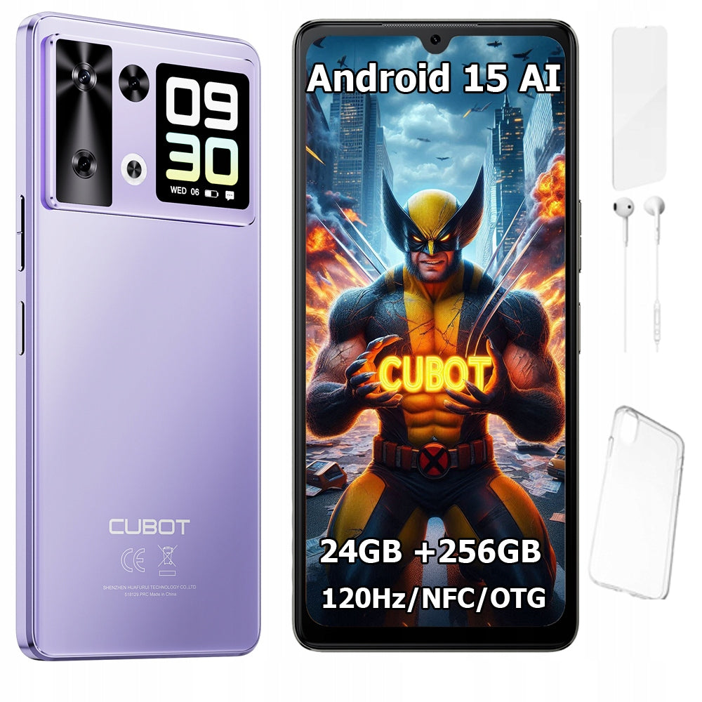 Smartphone CUBOT P90 ANDROID 15 24/256GB NFC DUAL SIM 4G 6,88" CASE +FOIL