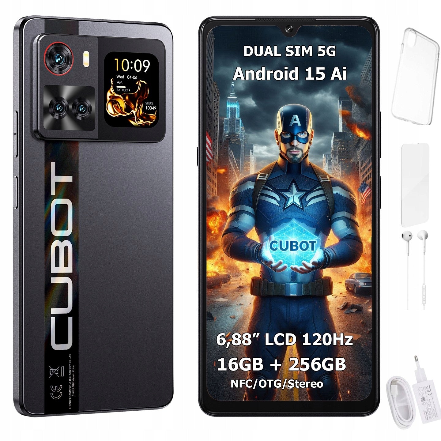 Smartphone Cubot X100 5G Dual SIM 16/256GB Android 15 with two screens + CASE
