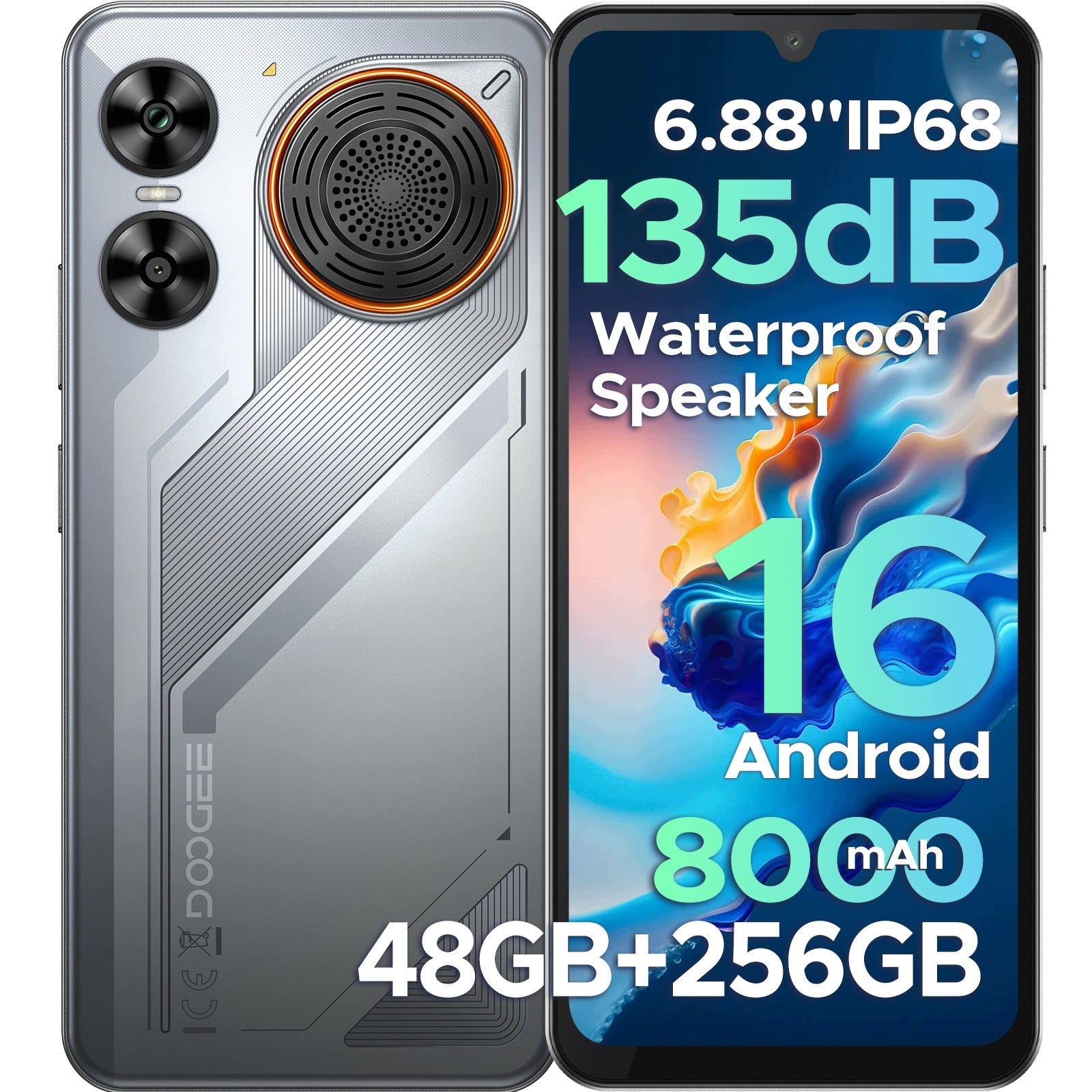 Smartphone DOOGEE M30 6/256GB 4G LTE Android16 DUAL SIM NFC 6.88'' 8000mAh