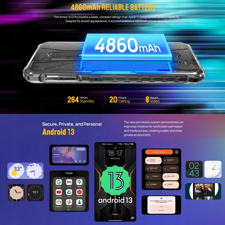 Smartphone Ulefone Armor x12 Pro 4 GB / 64 GB 4G (LTE) black Built-in memory 64 GB
