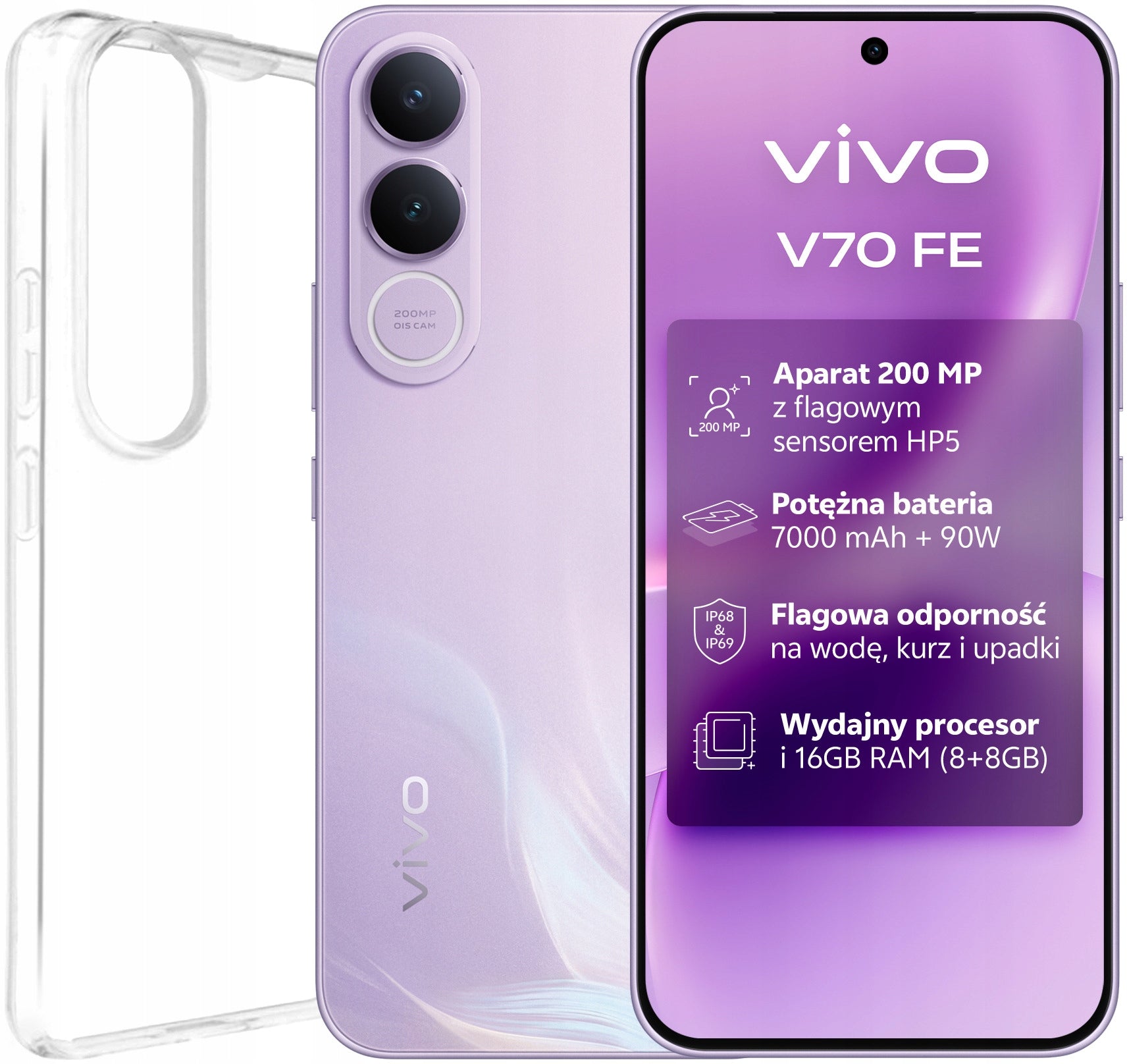 Smartphone VIVO V70 FE 5G 8/256GB 6.83" 120Hz Light Purple
