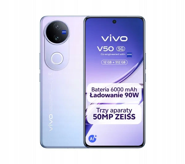 Smartphone vivo V50 12/512GB 6,77'' 120Hz 50Mpix Mist Purple