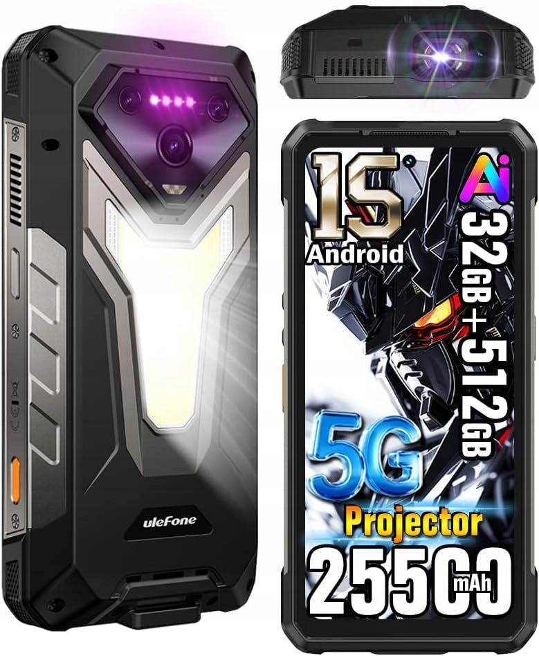 Smartphone with Projector Ulefone Armor 34 PRO Plus 5G 32(16+16)/512GB Charger included yes