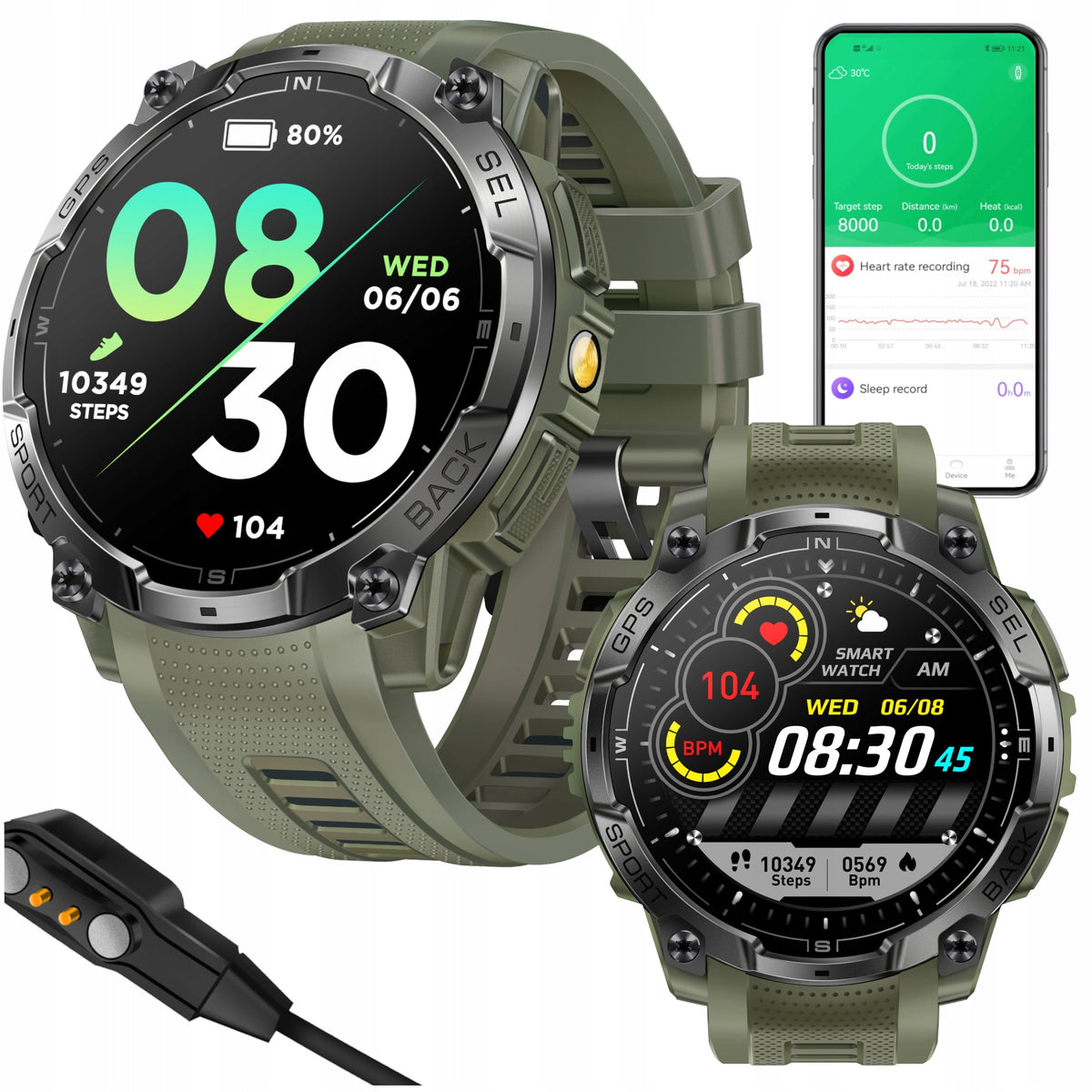 Smartwach Men's GPS Sports Watch AMOLED MILITARY GlacierX Monolith