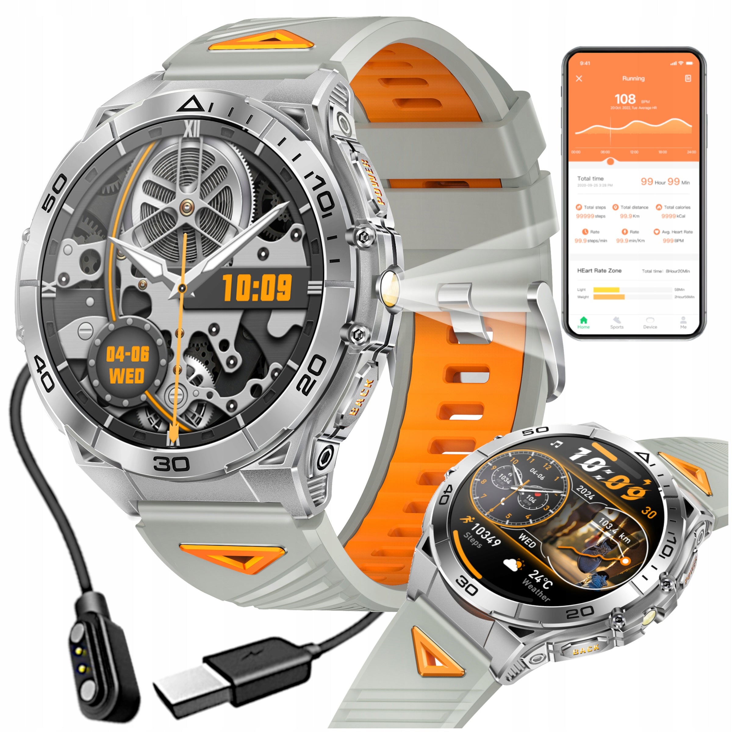 Smartwach Men's Off-Road Watch IP68 AMOLED GlacierX Dash Silver