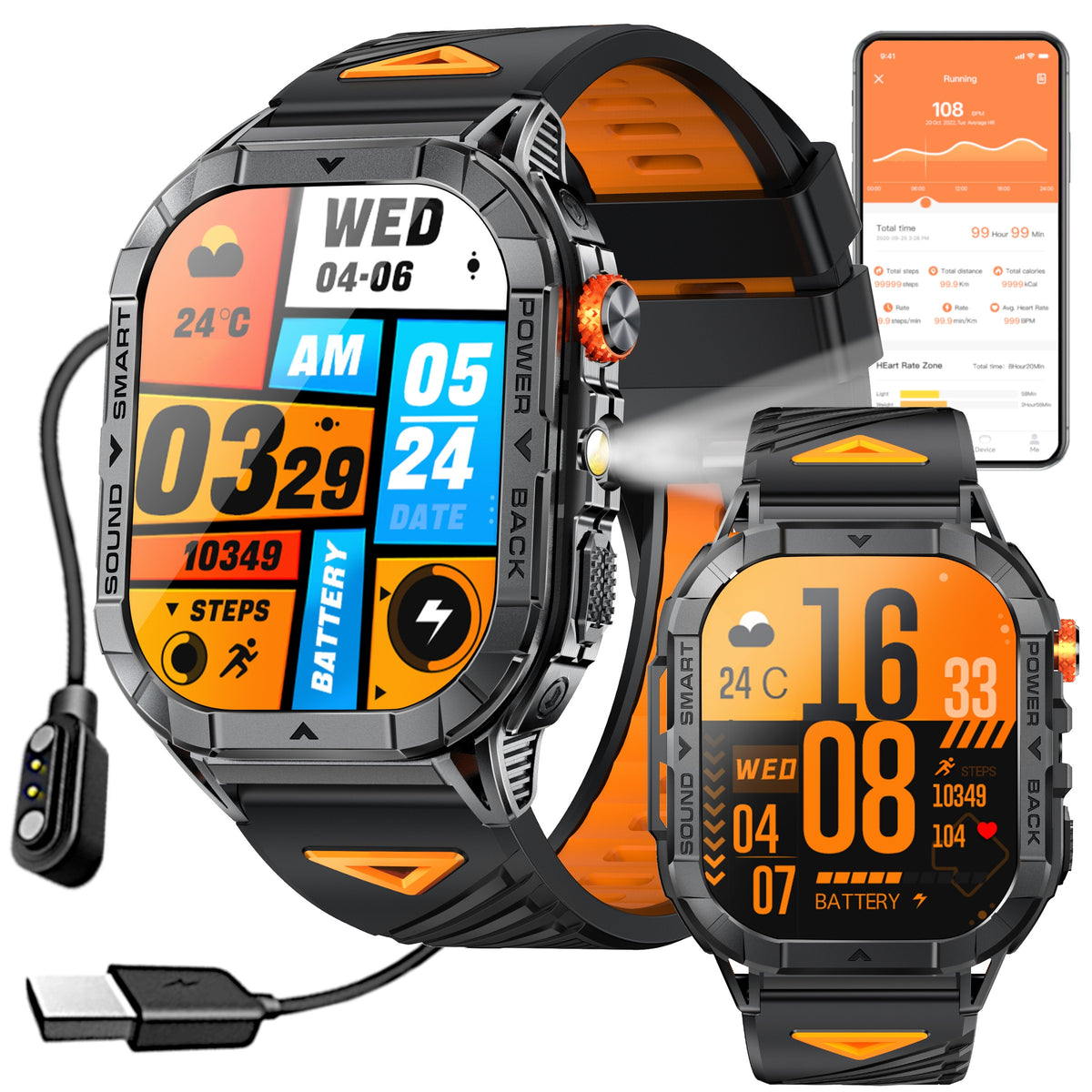 Smartwach Men's Off-Road Watch IP68 AMOLED GlacierX Racer Black