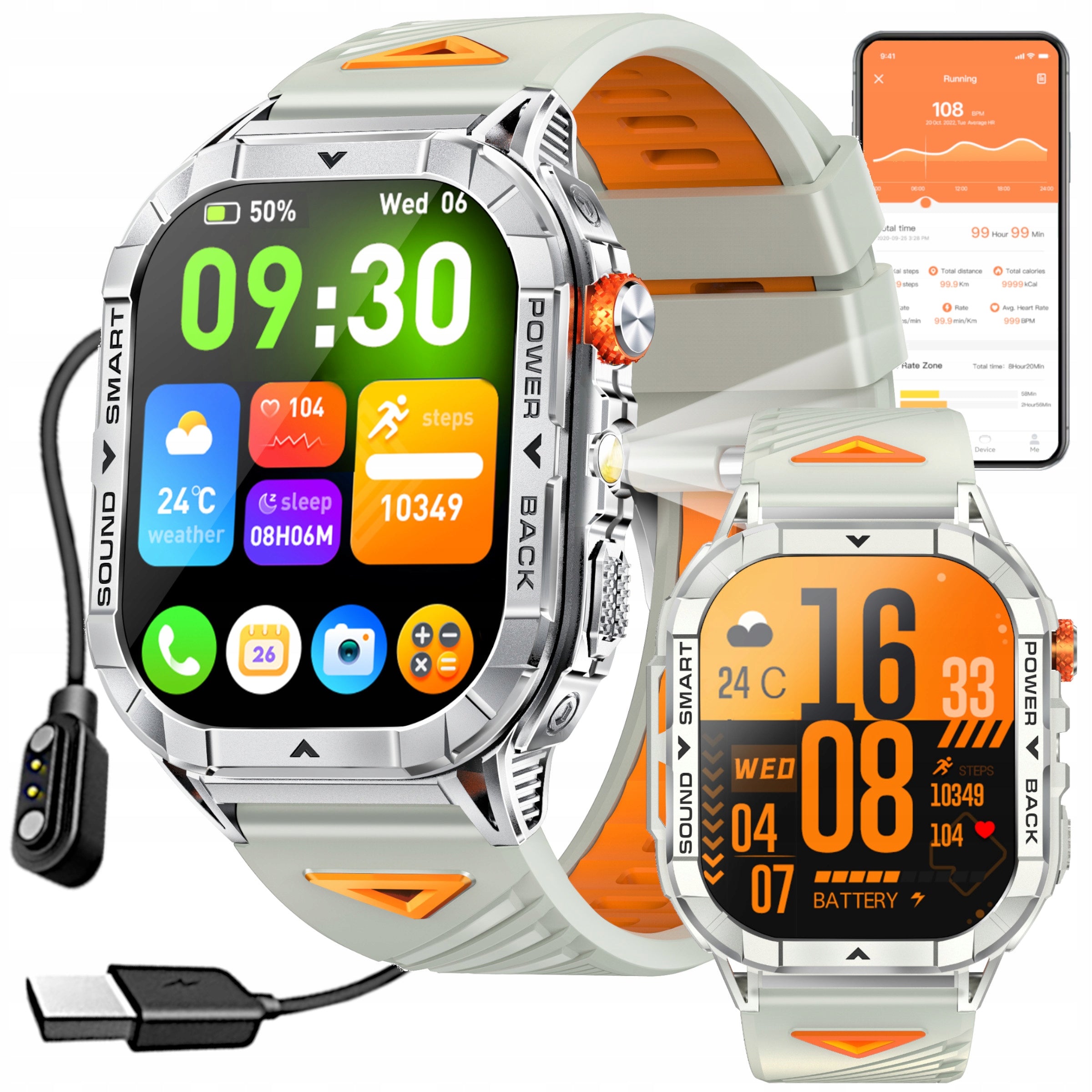 Smartwach Men's Off-Road Watch IP68 AMOLED GlacierX Racer Grey