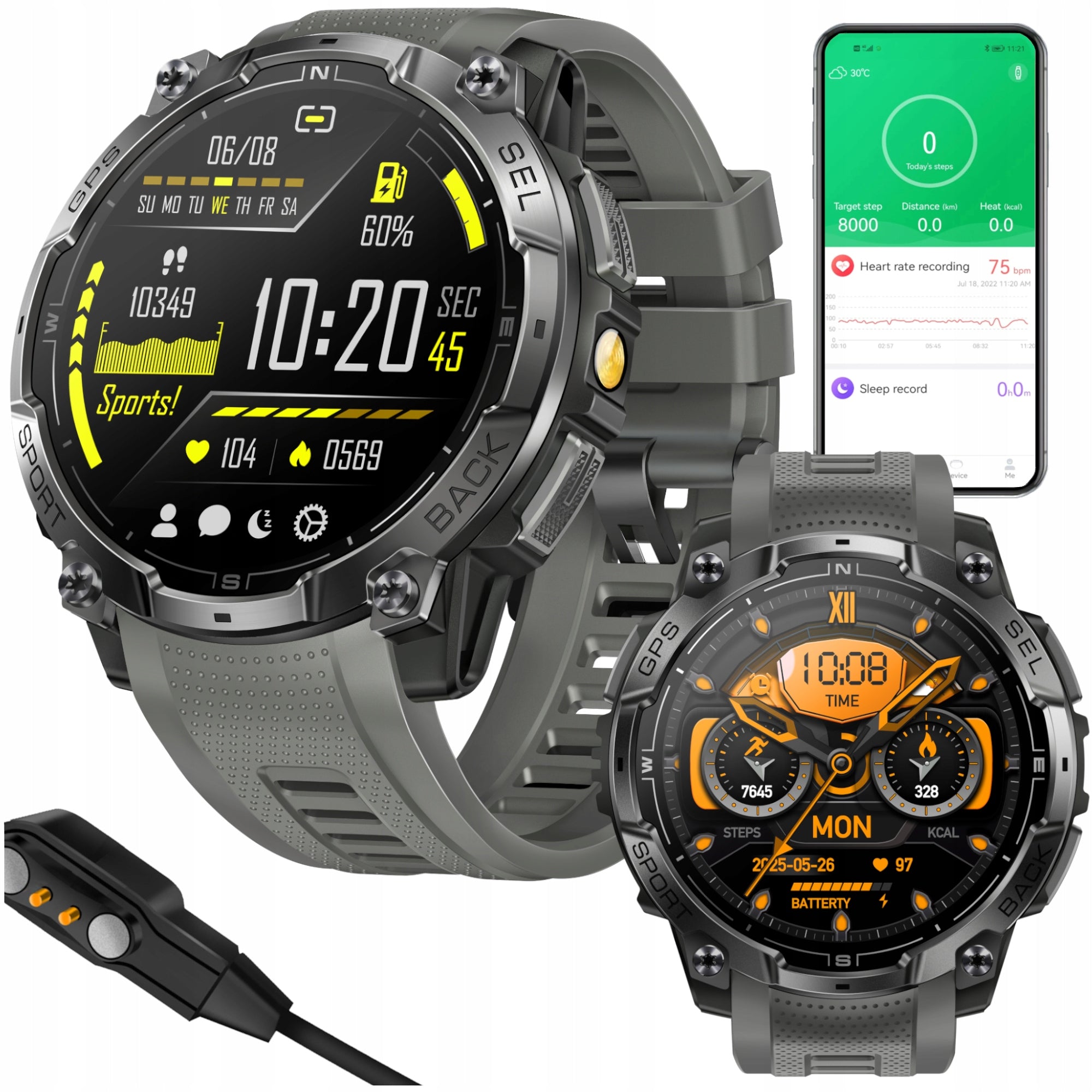 Smartwach Men's Sports Watch Function AMOLED GlacierX Monolith
