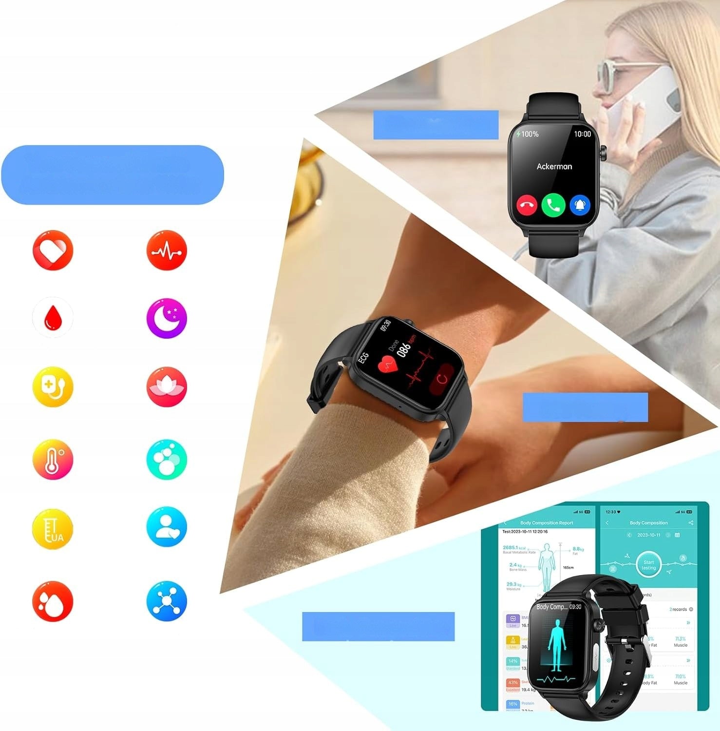 Smartwatch 1,96 inch ECG Bluetooth Talk IP67 100 Sports Modes Packaging status original