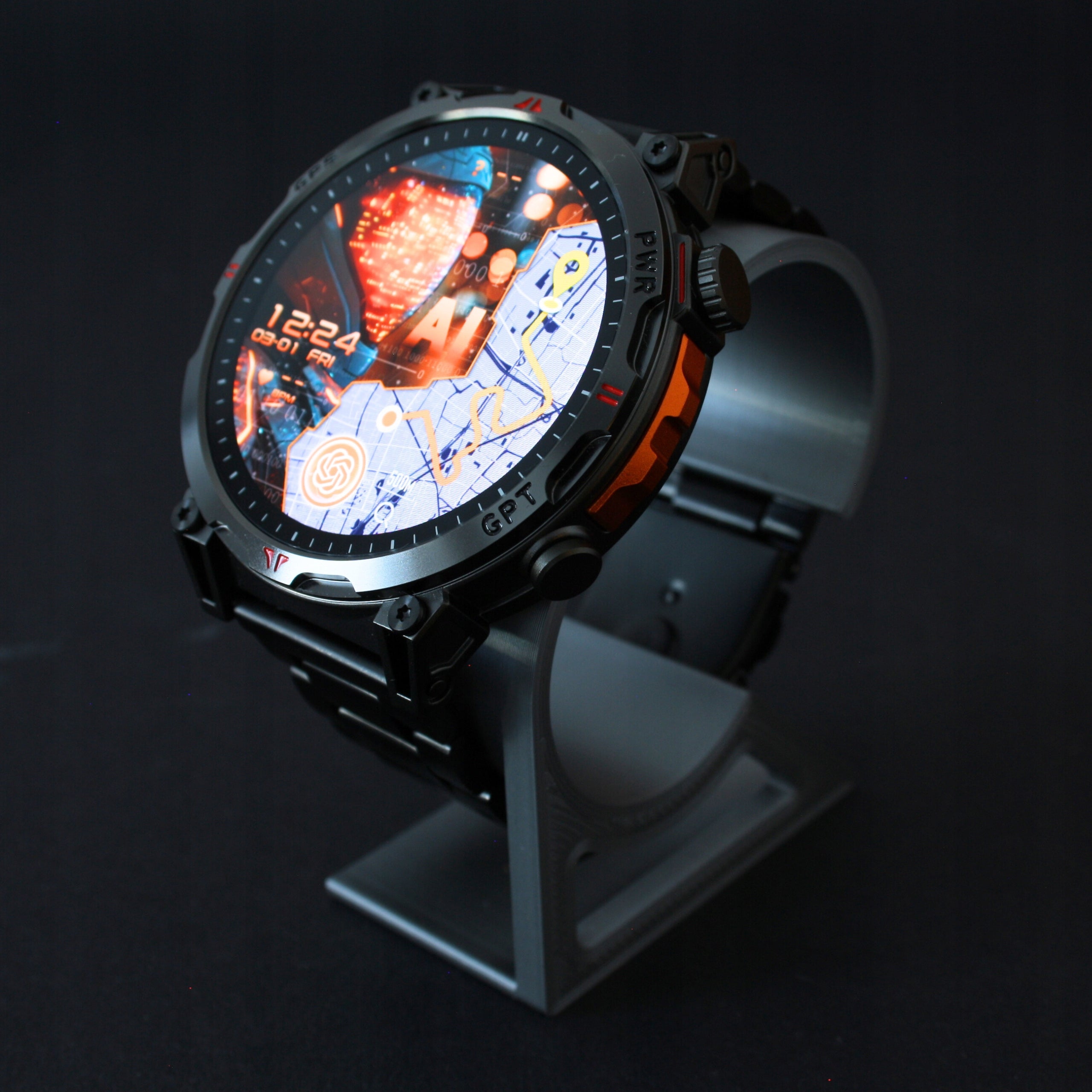 Smartwatch AMOLED GPS ChatGPT 650mAh 3ATM KC93 black Packaging status original