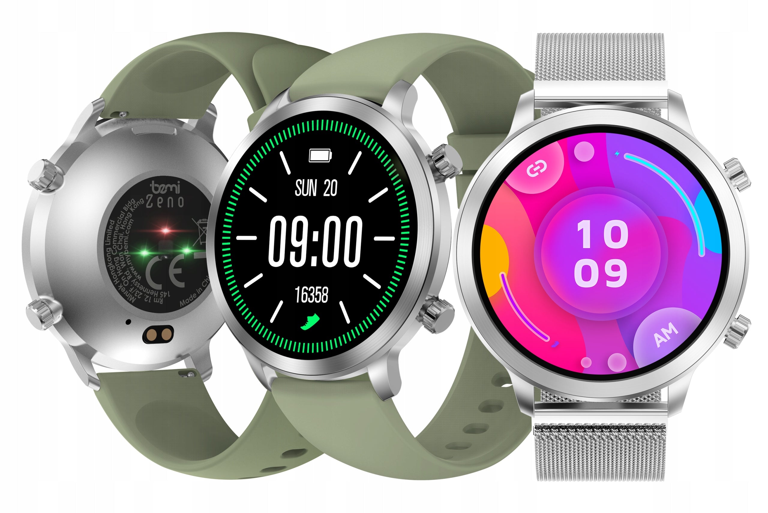 Smartwatch Bemi Zeno AI Chat DaGPT 1.43 Amoled Women's 2 Strips SpO2 Silver