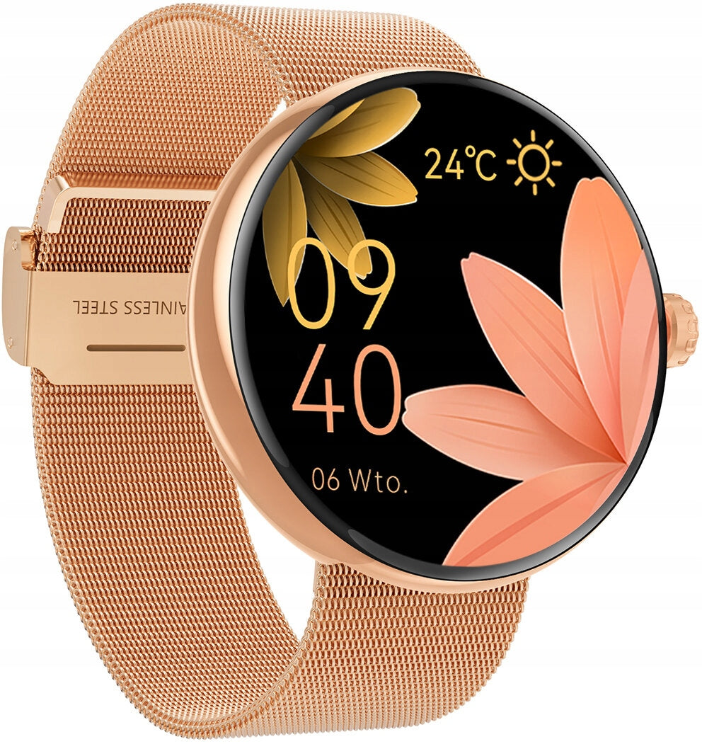 Smartwatch FOREVER Forevive 5 SB-365 Pink and gold Case shape round