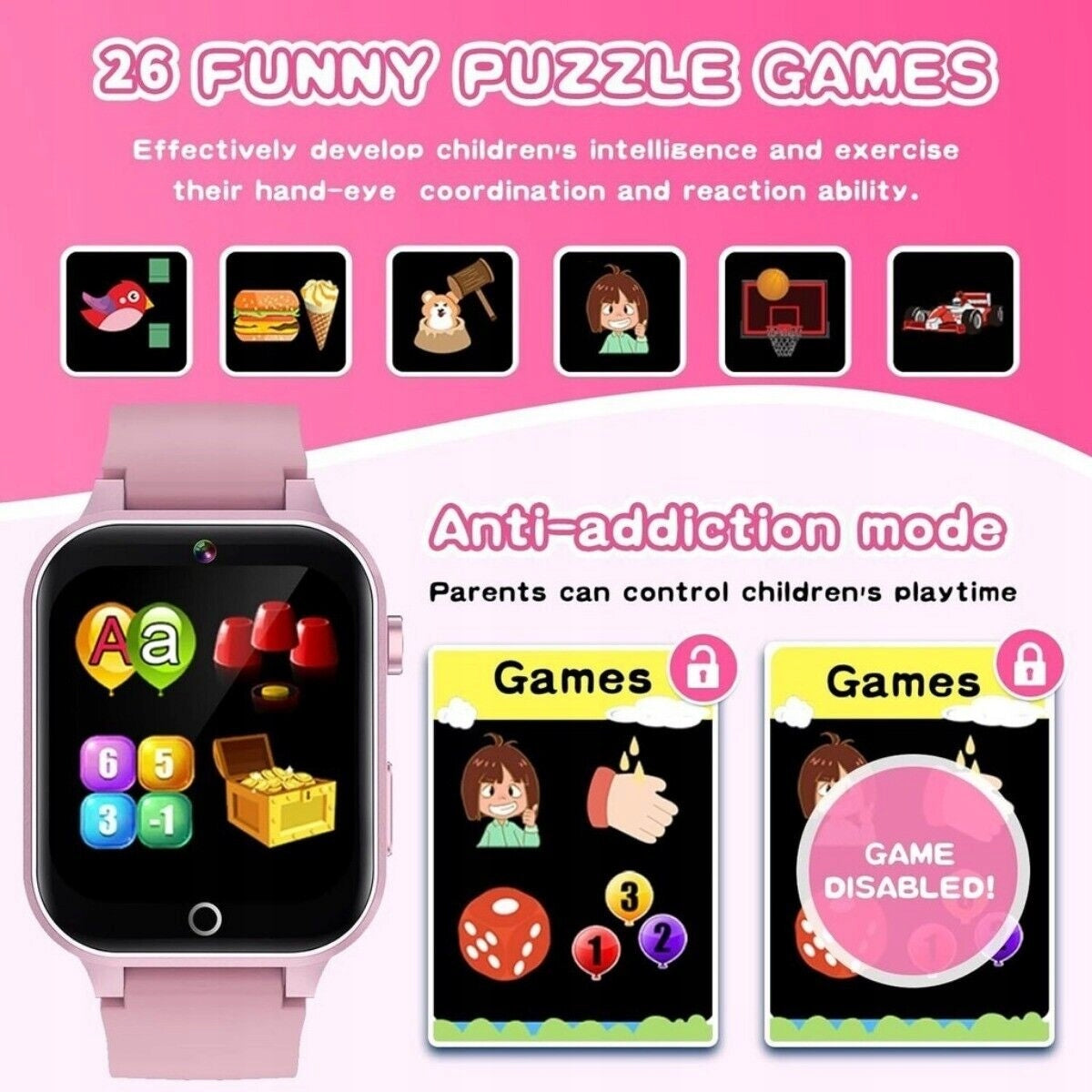Smartwatch For Children Pink GPS watch SOS Locator Phone Camera Manufacturer code 1