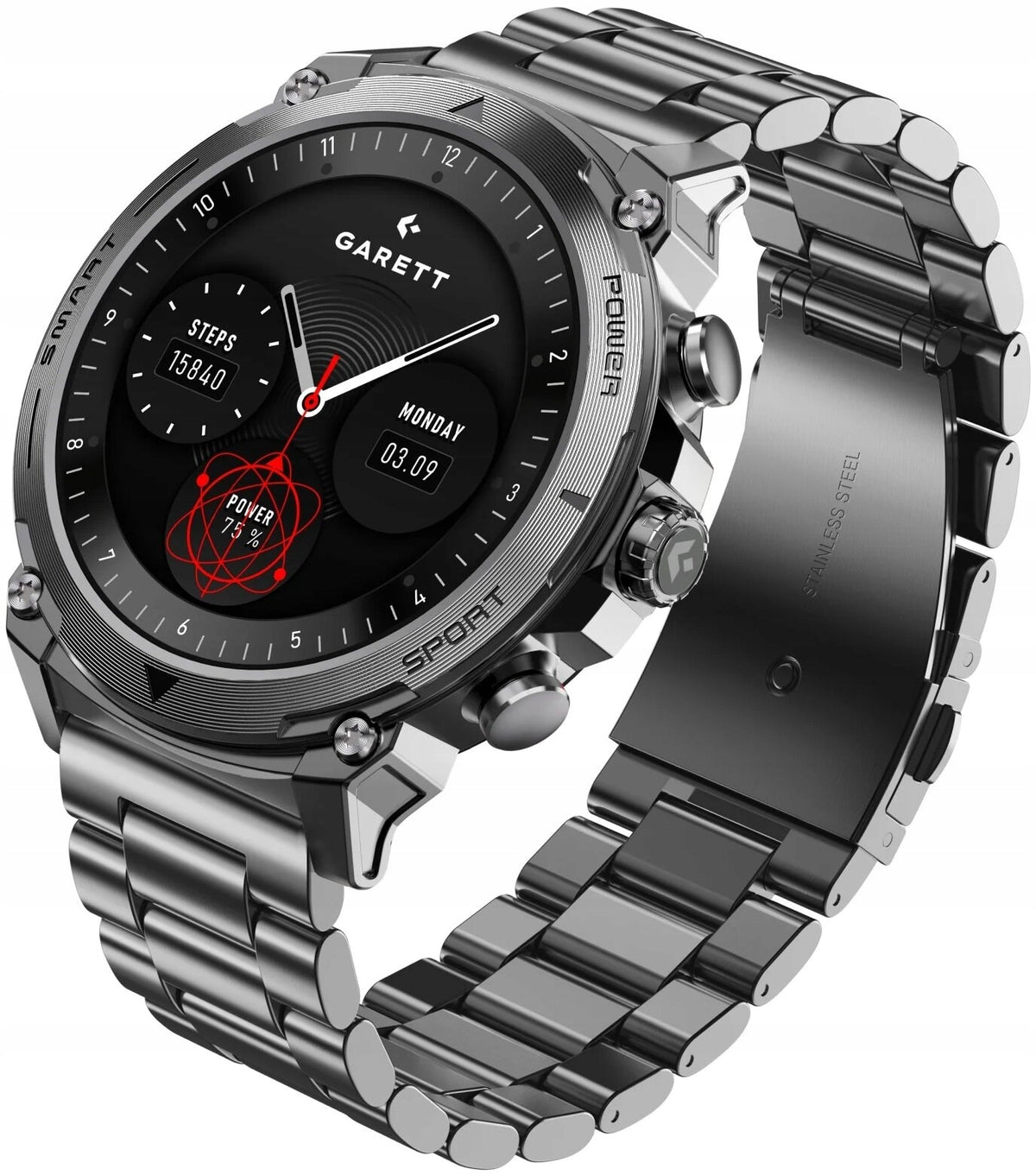 Smartwatch GARETT Atom Silver Case shape round