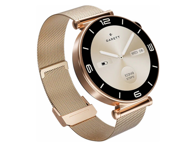 Smartwatch GARETT Rose Gold Mesh Case shape round