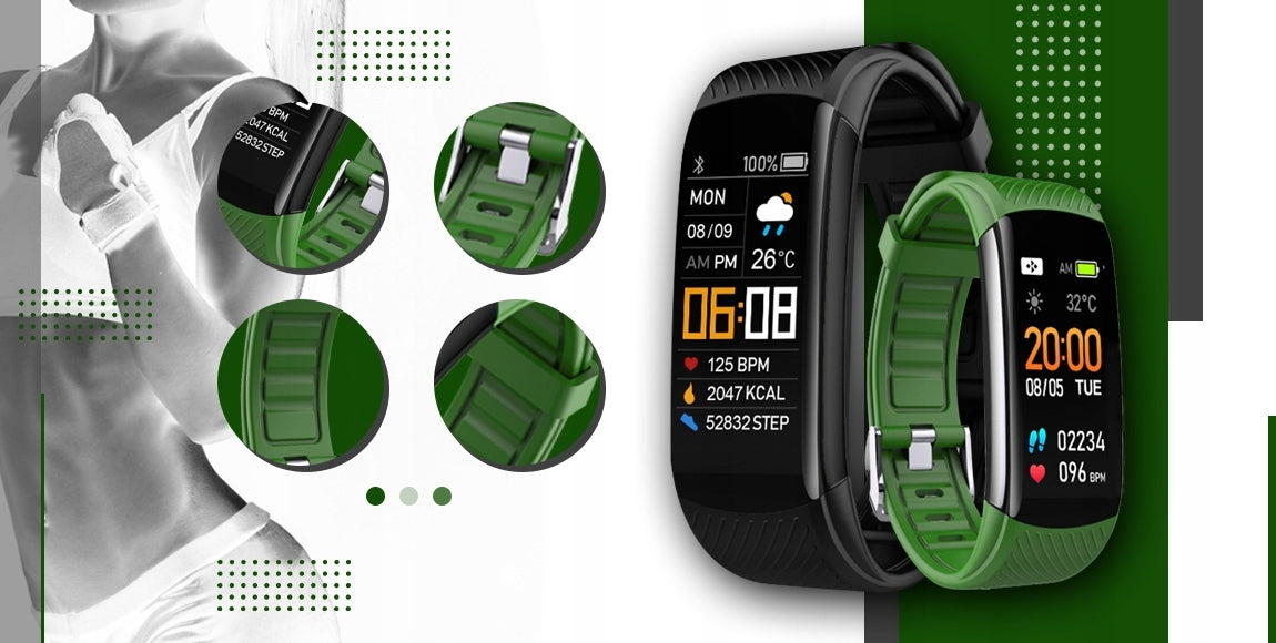 Smartwatch GIEWONT Black and Green 2 Straps GW200-5 Packaging status original