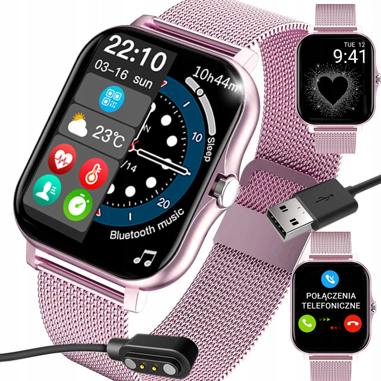 Smartwatch Gold for Women - Conversations, Fitness, PL Menu