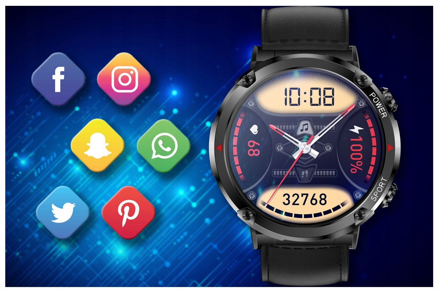 Smartwatch Gravity GT21 black Manufacturer code 5900148049808