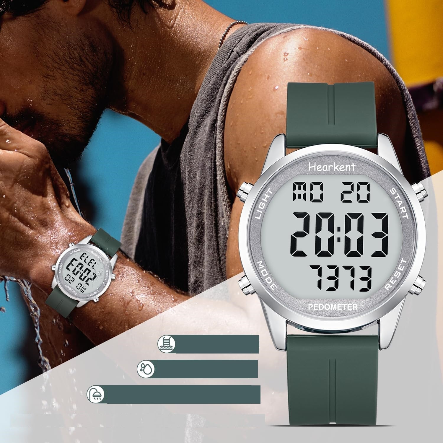 Smartwatch Hearken TWIST for seniors Pedometer backlight numbers watch Manufacturer code B0CHVLHPDN