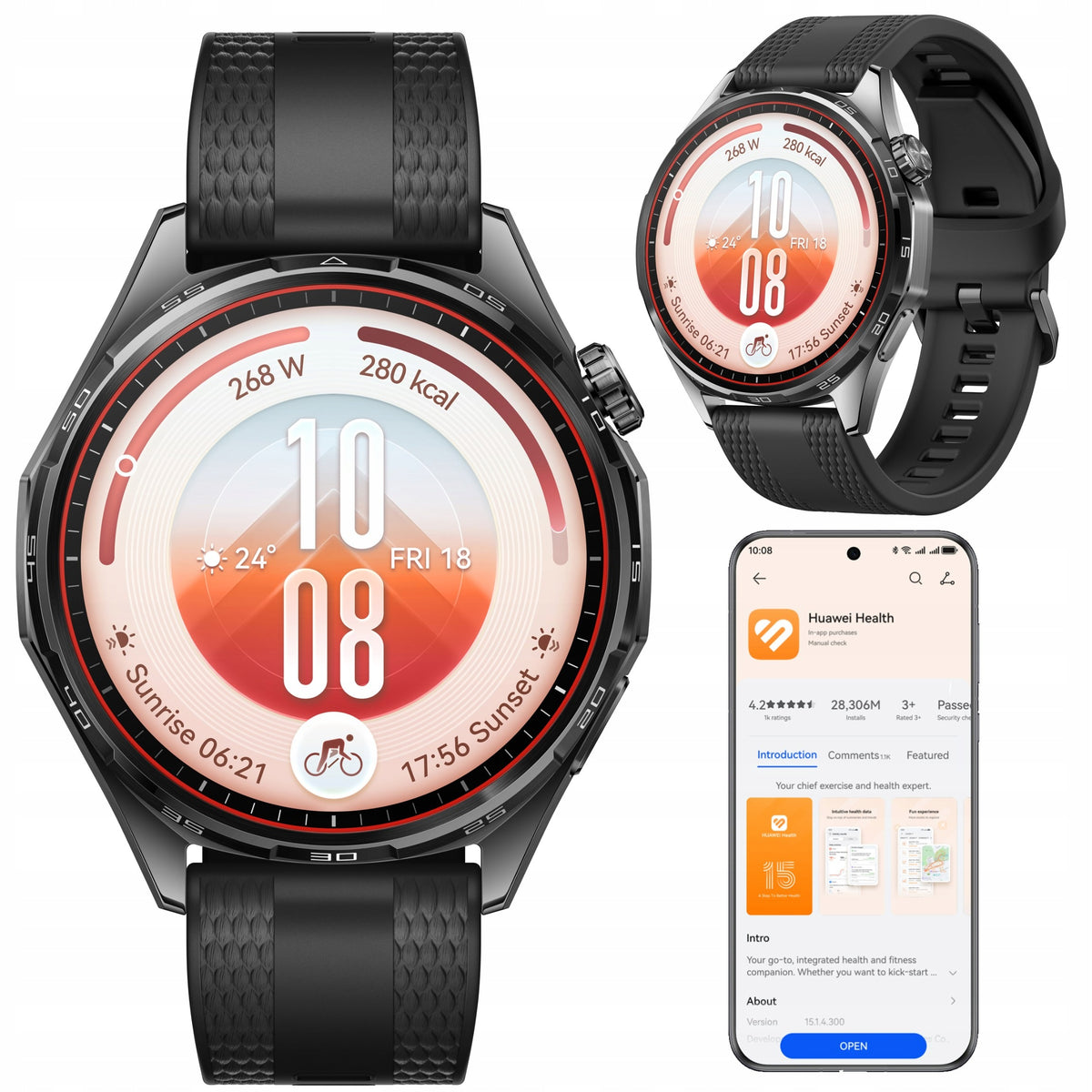 Smartwatch Huawei Watch GT 7 46mm Active black IP69 NFC Amoled 21days of operation