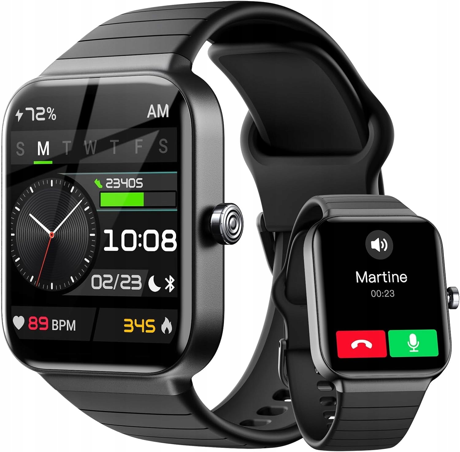 Smartwatch IDW15, Bluetooth, IP68, for Android/iOS, black