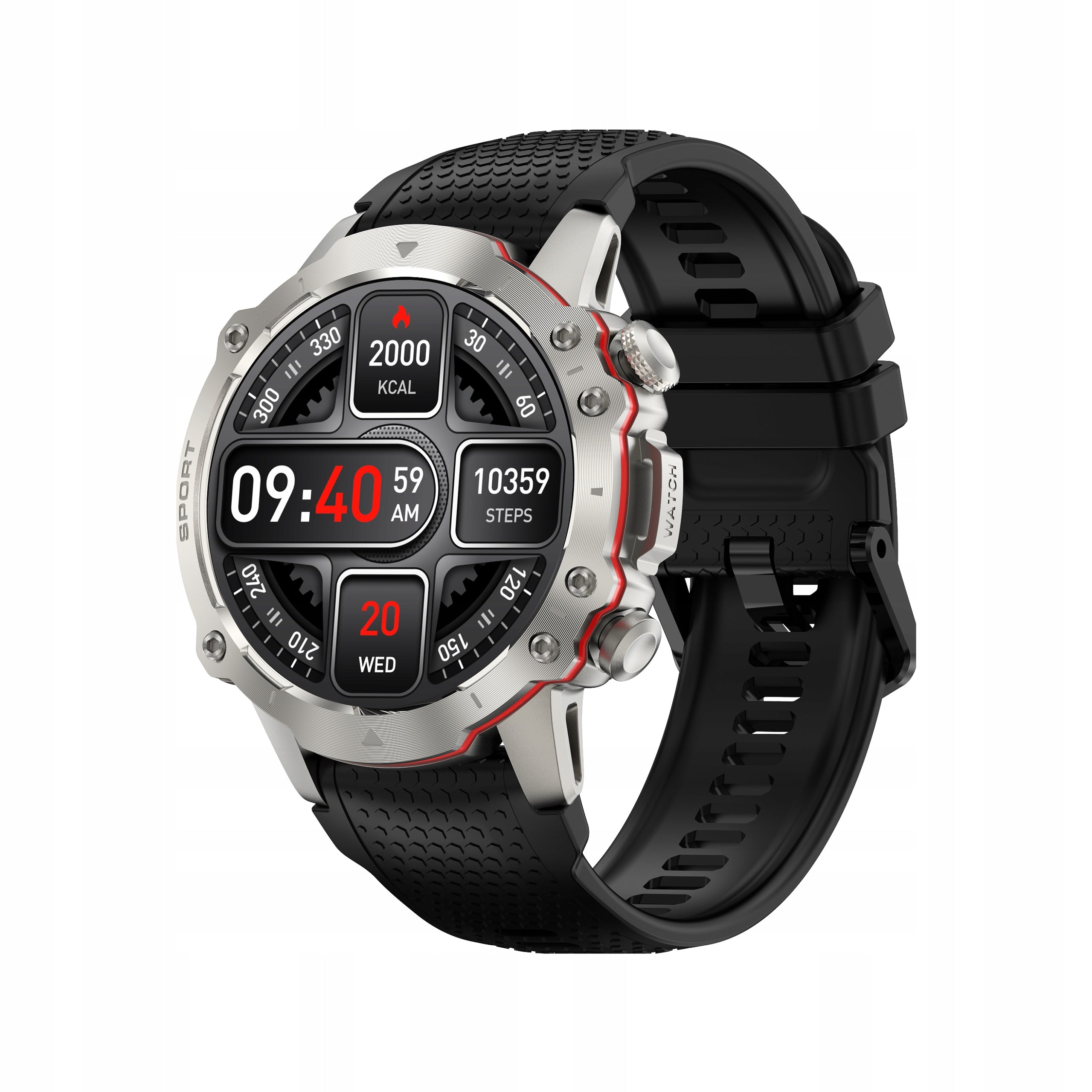 Smartwatch Kiano Sport Silver Men's Menu PL 2 Straps Included Packaging status original