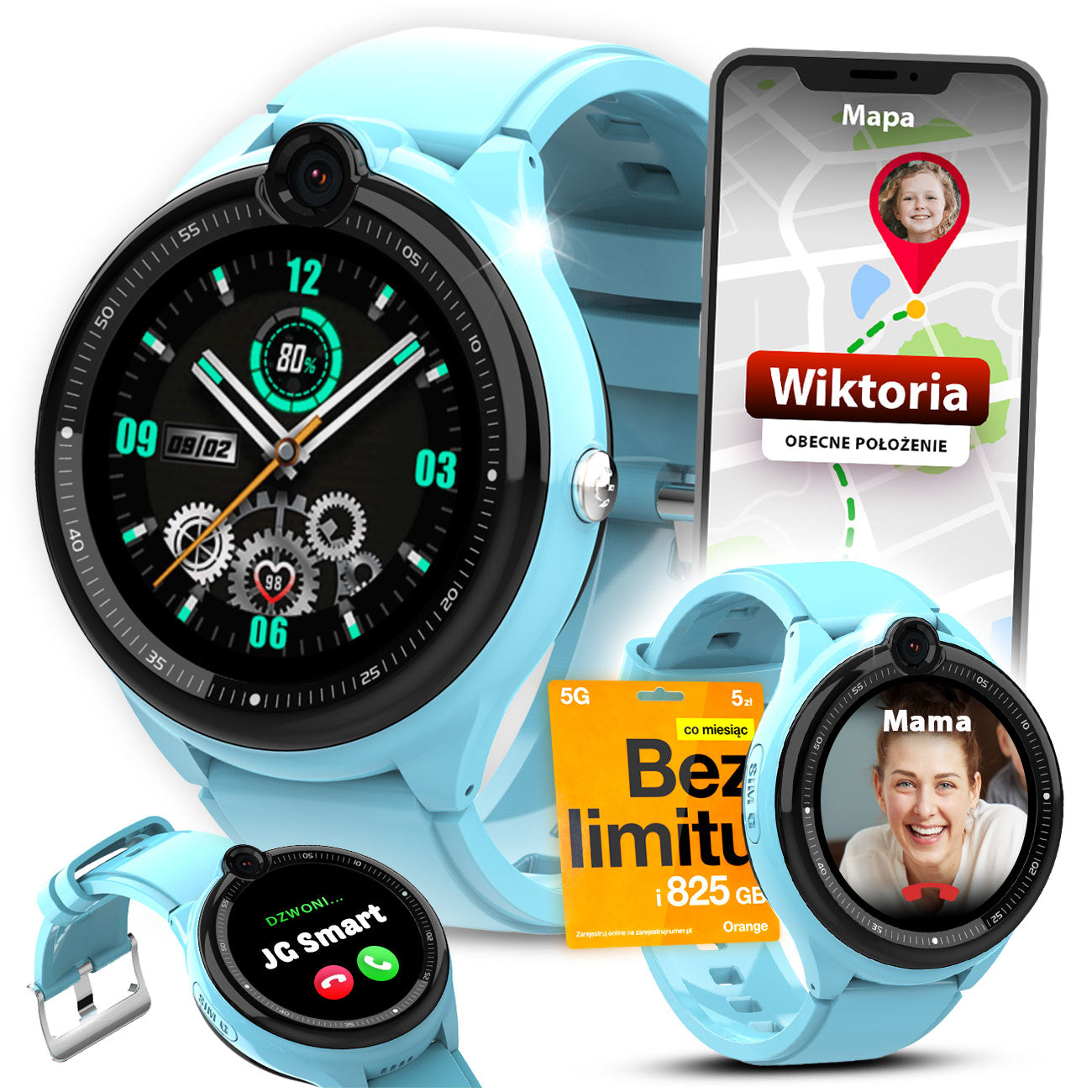 Smartwatch Kids Menu PL LTE with GPS 4G Video-Conversation Camera Locator
