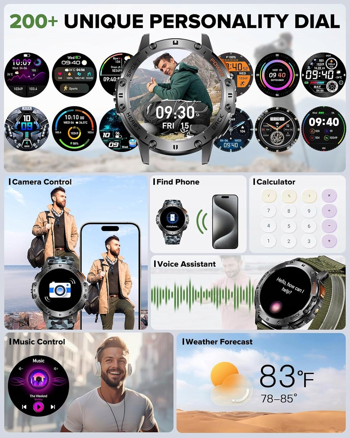 Smartwatch MEGALITH male 110 sports, talk, LED, IP68, Outdoor,Survival Packaging status original