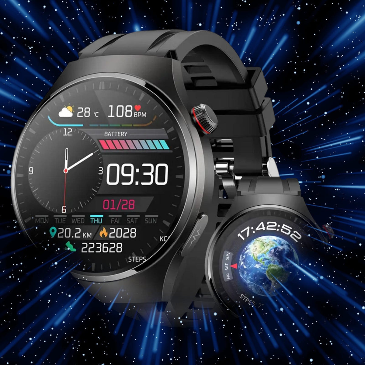 Smartwatch Male ECG HRV Blood Analysis Lipids Urinary Acid Talk BT Batteries included yes