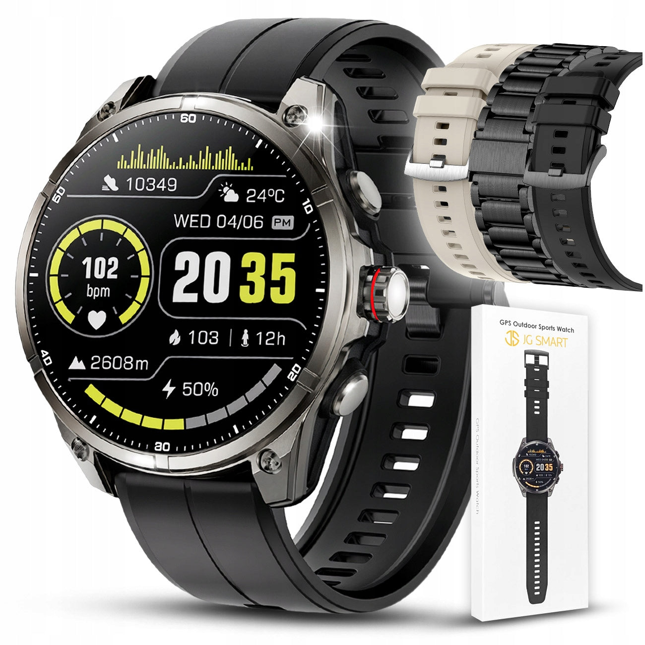 Smartwatch Men's GPS AMOLED Waterproof 5ATM Polish Menu Conversations 3 STRIPES