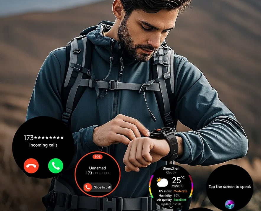 Smartwatch Men's GPS Menu PL Smart watch Talk Compass Barometer | 2 Strips Model other