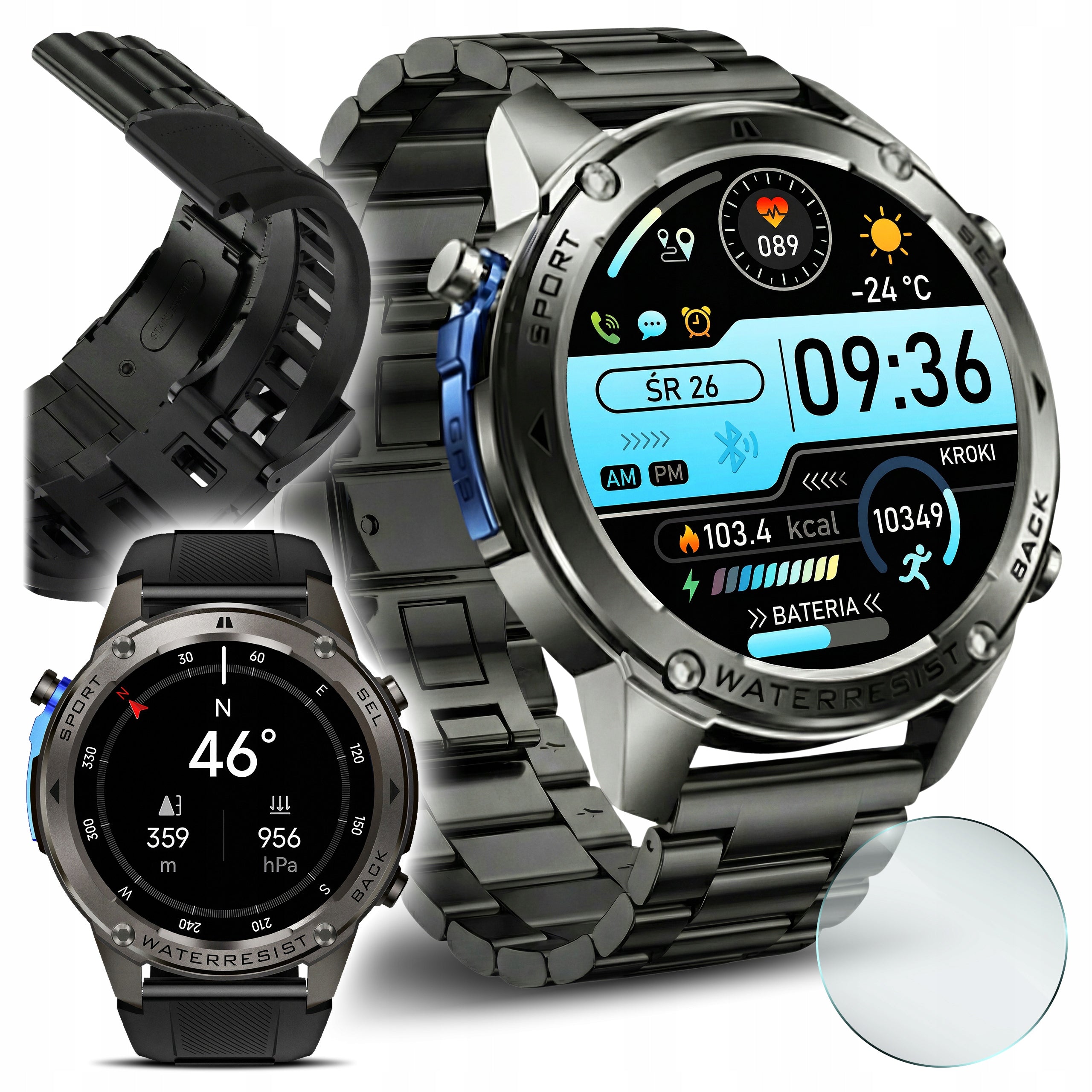 Smartwatch Men's GPS Watch AMOLED Conversation Waterproof Sport Menu PL Watch