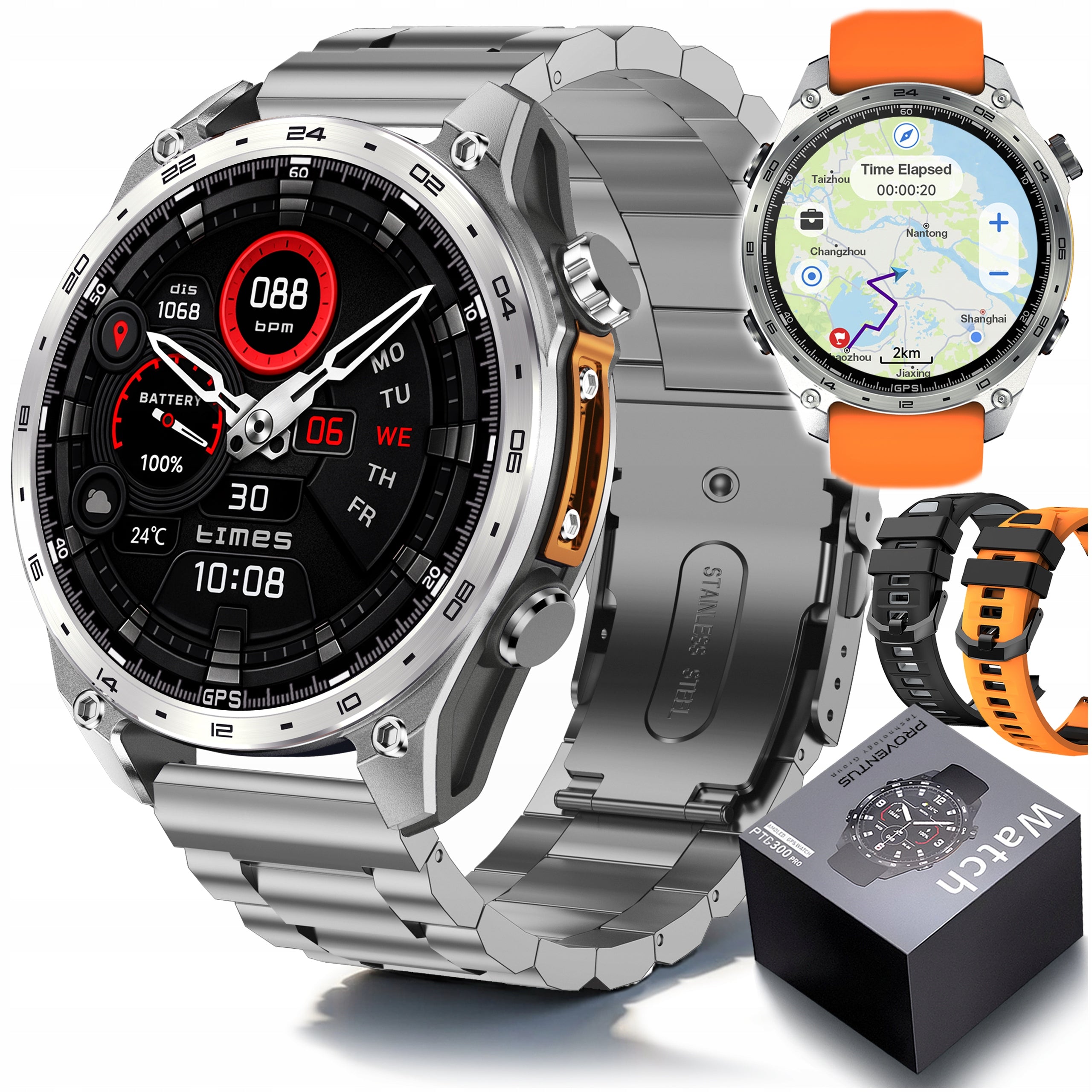 Smartwatch Men's GPS watch MAPS 4GB AMOLED IP68 Conversations PRESSURE MENU PL