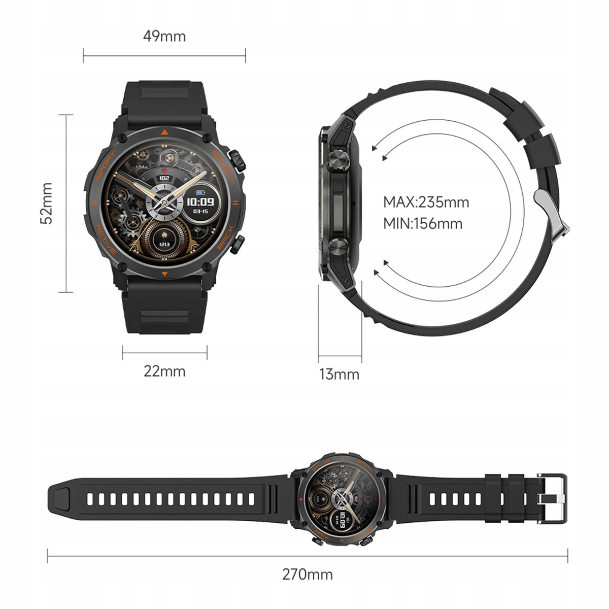 Smartwatch Men's Watch 1.43 100 Discipline MARTIAL ARTS ChatGPT black Batteries included yes