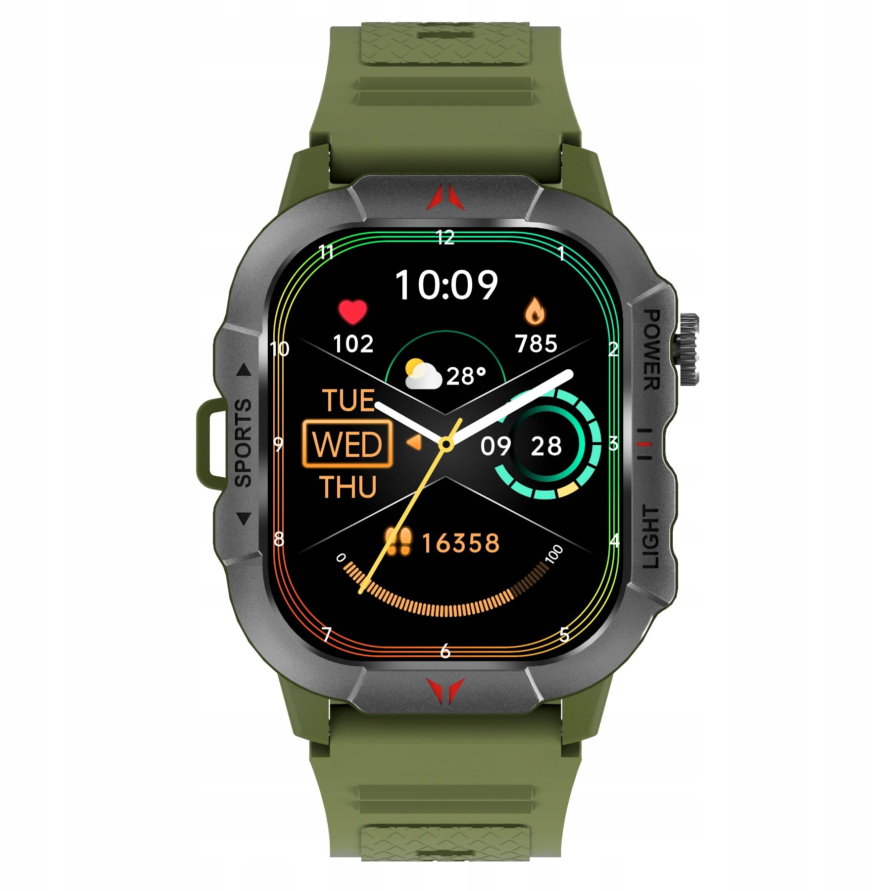 Smartwatch Men's Wristwatch Green with Phone Calls Flashlight Brand no brand