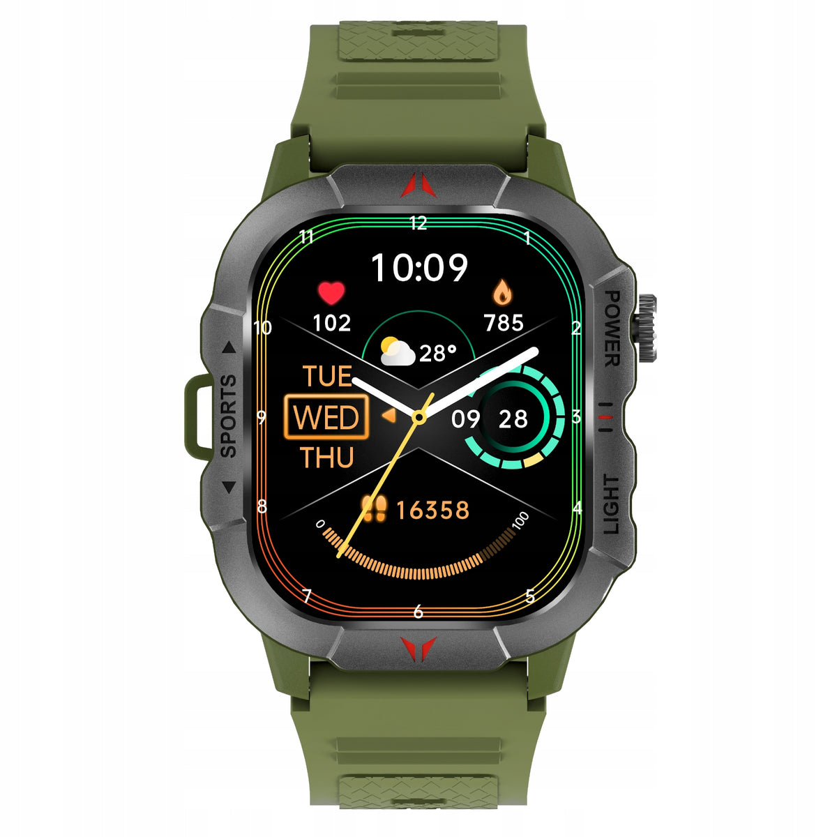 Smartwatch Men's Wristwatch Green with Phone Calls Flashlight Brand no brand