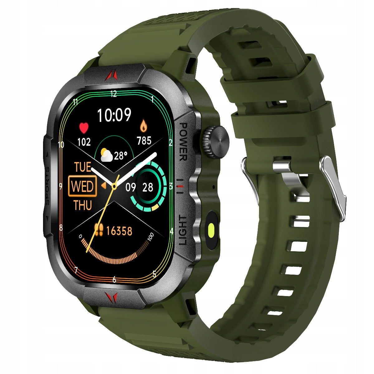 Smartwatch Men's Wristwatch Green with Phone Calls Flashlight